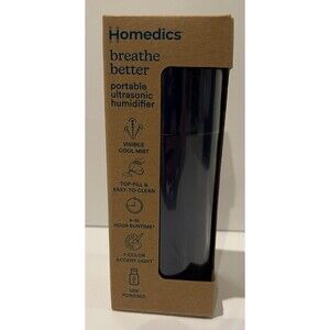 NEW Homedics Breathe Better Portable Ultrasonic Humidifier USB Powered Navy Blue